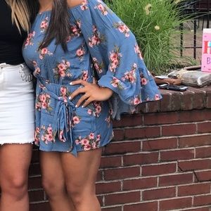 Island Gypsy Blue Floral Romper